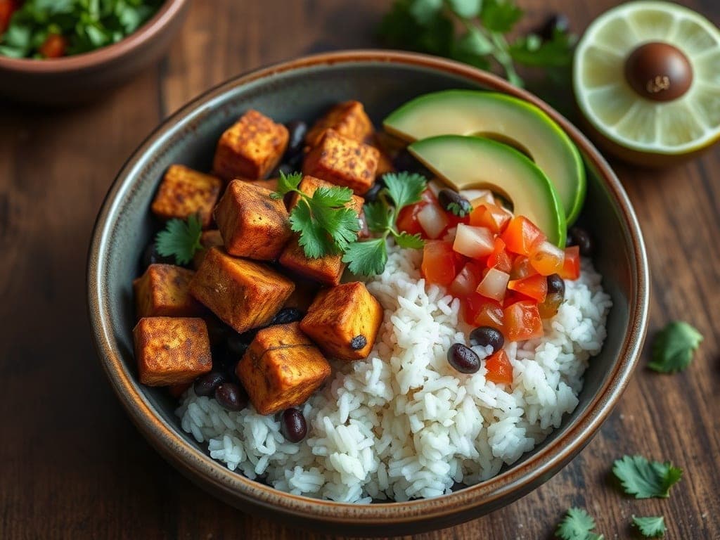 Bowl Mexicano de Frijoles Negros con Tofu